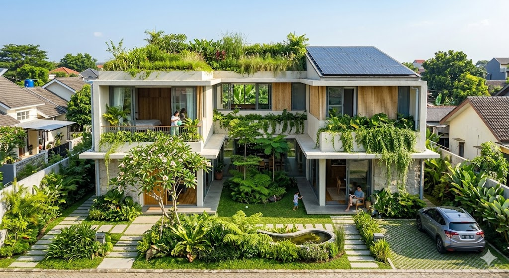 Desain Arsitektur Konstruksi Hijau Lahan 200m2 Terbaik