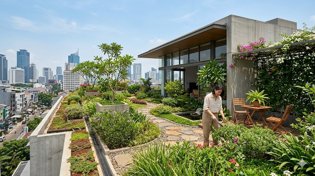Manfaat Taman Atap (Roof Garden) untuk Pendinginan Alami